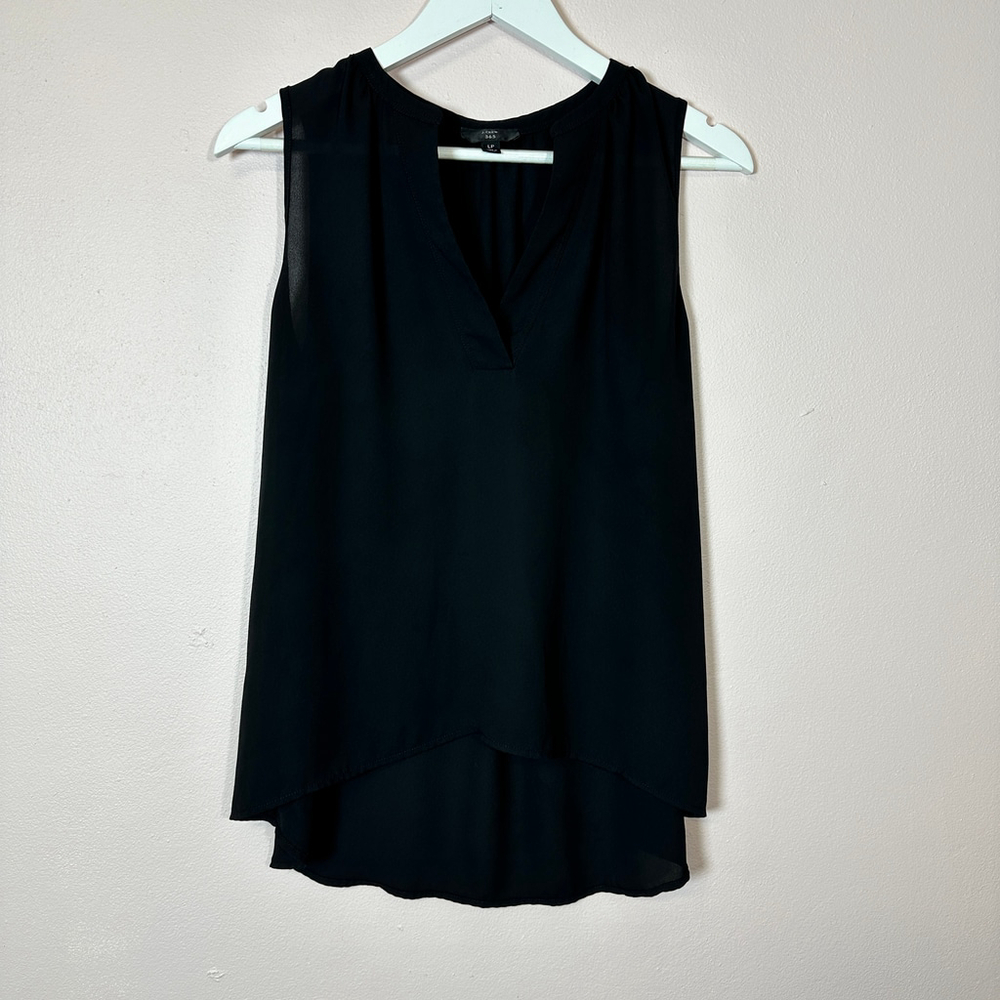 J.CREW 365 Black Sleeveless Blouse, Size Petite Large